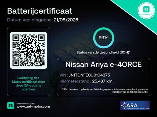 Nissan ARIYA e-4ORCE Evolve 91 kWh / SOH 99% / Fabrieksgarantie tot 01-2027 / CCS snelladen / Trekgewicht 1500... ActivLease financial lease