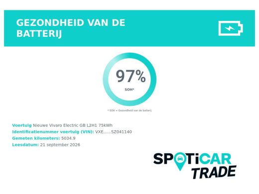 Opel Vivaro-e L2 75 kWh | tot 8 jaar Garantie | Navi by app | Comfortwand | | 11 kW lader | 2 zitplaatsen recht... ActivLease financial lease