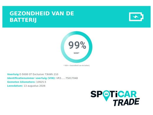 Peugeot e-5008 GT Exclusive 73 kWh 7p | Fase 3 laden | SOH 99% | Lederen bekleding | Massage | Trekhaak | 20 Inc... ActivLease financial lease