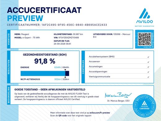 Peugeot e-Expert 75 kWh L2H1 | Snelladen | SOH 91% | Airco | Camera | Cruise | Carplay | 3 Zits | Trekhaak ActivLease financial lease