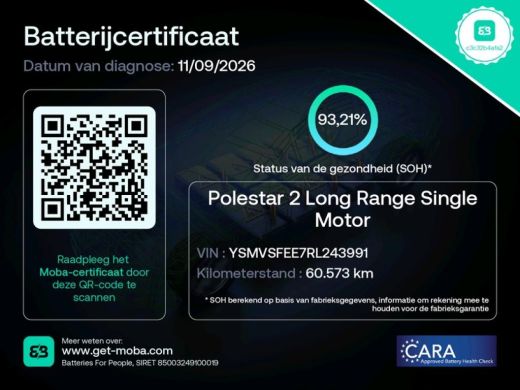 Polestar 2 Long Range Single Motor Plus 8 kWh | SOH 93% | Apple Carplay/Android Auto | Achteruitrijcamera | ... ActivLease financial lease