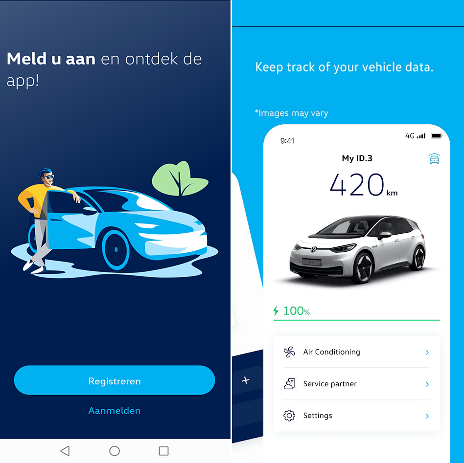 De Volkswagen ID.3 app is te downloaden in de Google Play Store