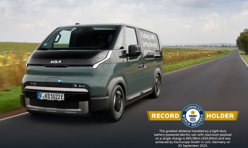 Kia PV5 vestigt wereldrecord: 693 kilometer op één acculading!